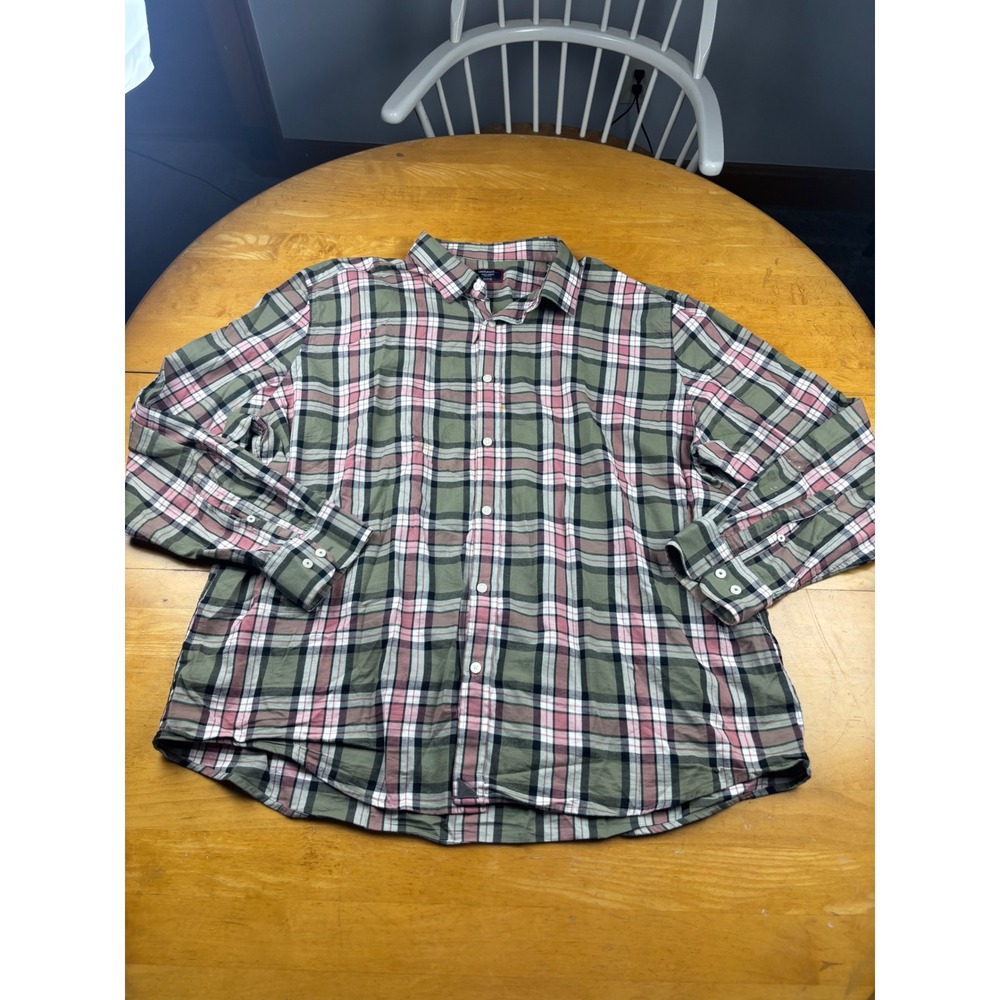 UNTUCKit Mens 3XL Regular Fit Plaid Cotton Long Sleeve Button Down Shirt Green